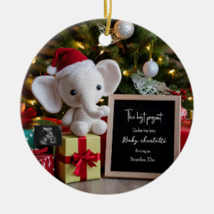 Festive holiday Christmas pregnancy announcement  Ceramic Tree Decoration