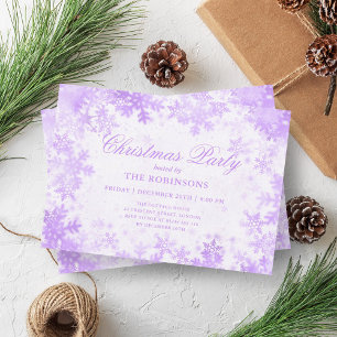 Festive Holiday Christmas Purple Snowflakes Invitation