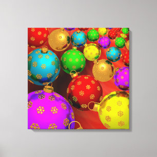Festive Holiday Christmas Tree Ornaments Design Canvas Print