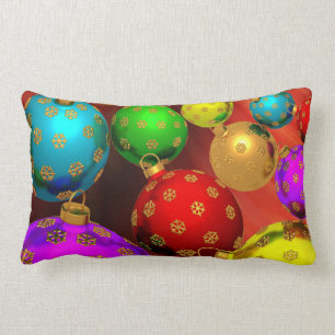 Festive Holiday Christmas Tree Ornaments Design Lumbar Cushion