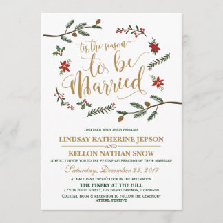 Festive Holiday Christmas Wedding Invitation