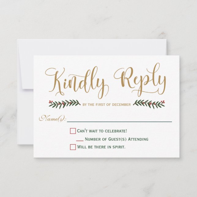 Festive Holiday Christmas Wedding Invitation RSVP (Front)
