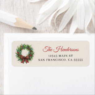 Festive Holiday Christmas Wreath Address