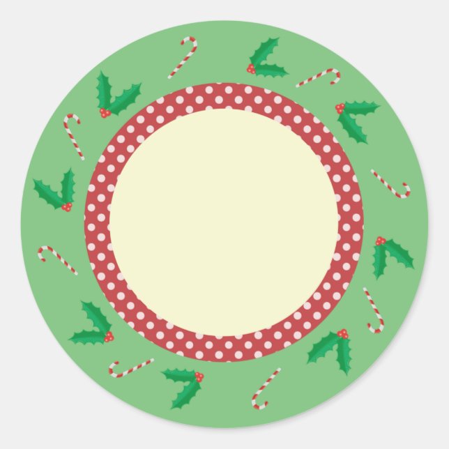 Festive Holiday Classic Round Sticker (Front)