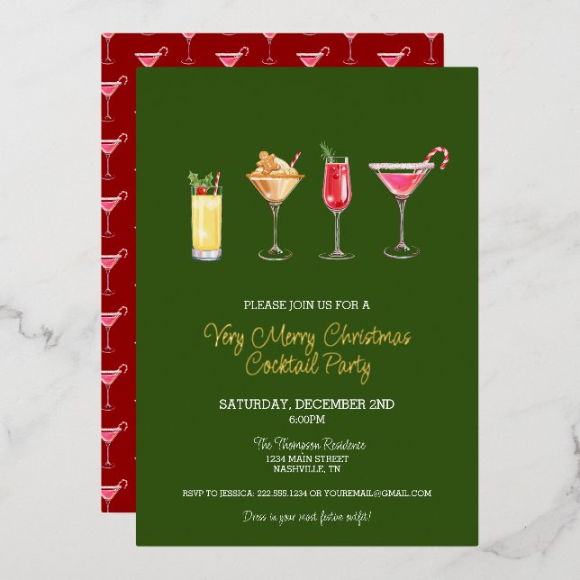 Festive Holiday Cocktail Party Christmas (Front/Back)