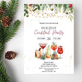 Festive Holiday Cocktail Party Christmas Invitation
