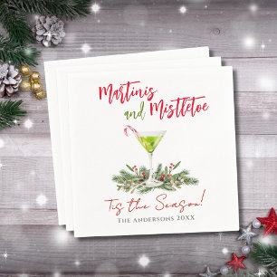 Festive Holiday Cocktails Martini Party Napkin