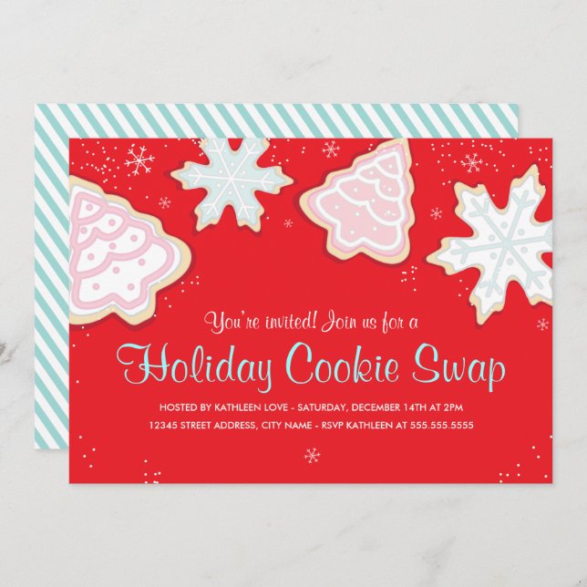 Festive Holiday Cookie Swap Party Invitation (Front/Back)