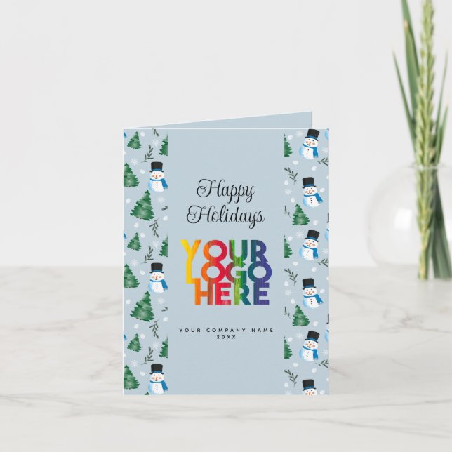 Festive Holiday Corporate Business Logo Christmas Card (Front)