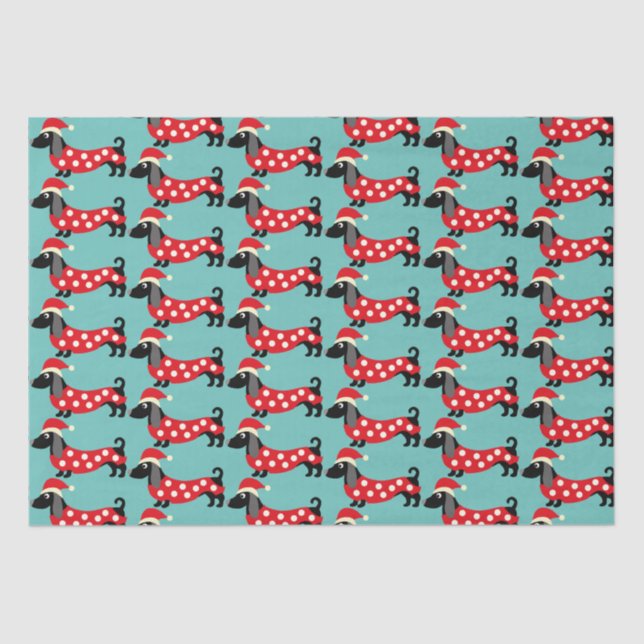 Festive Holiday Dachshunds   Tissue Paper (Front)