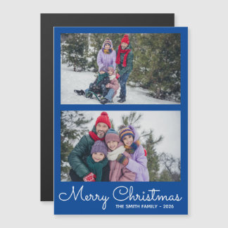 Festive Holiday Deep Blue 2 Family Photo Collage