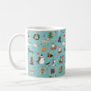 Festive Holiday Dogs in Christmas Sweaters Pattern Coffee Mug