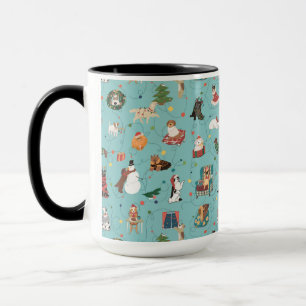 Festive Holiday Dogs in Christmas Sweaters Pattern Mug