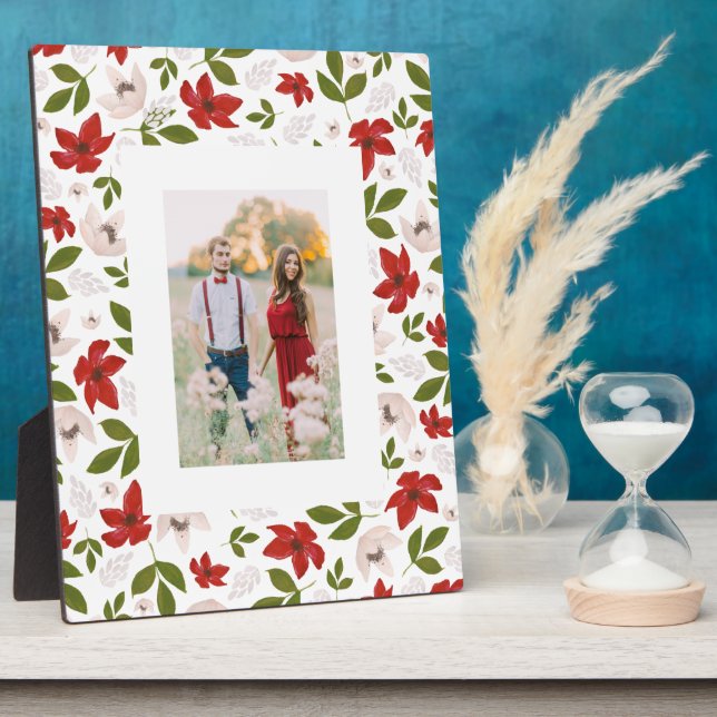 Festive Holiday Floral in White Plaque (Side)