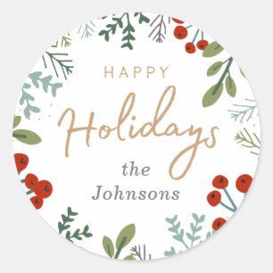 Festive Holiday Frame Classic Round Sticker