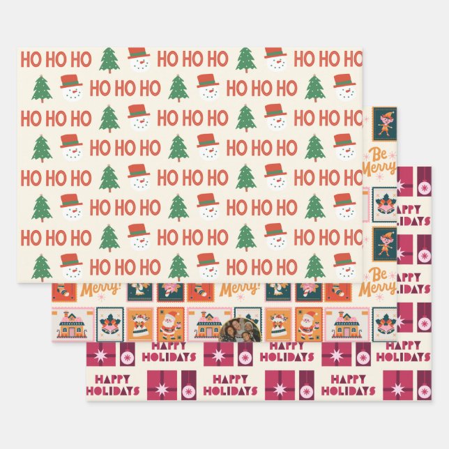 Festive Holiday Gift Wrap Sheets with Christmas (Set)