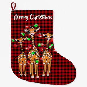 Festive Holiday Giraffe   Merry Christmas  Large Christmas Stocking