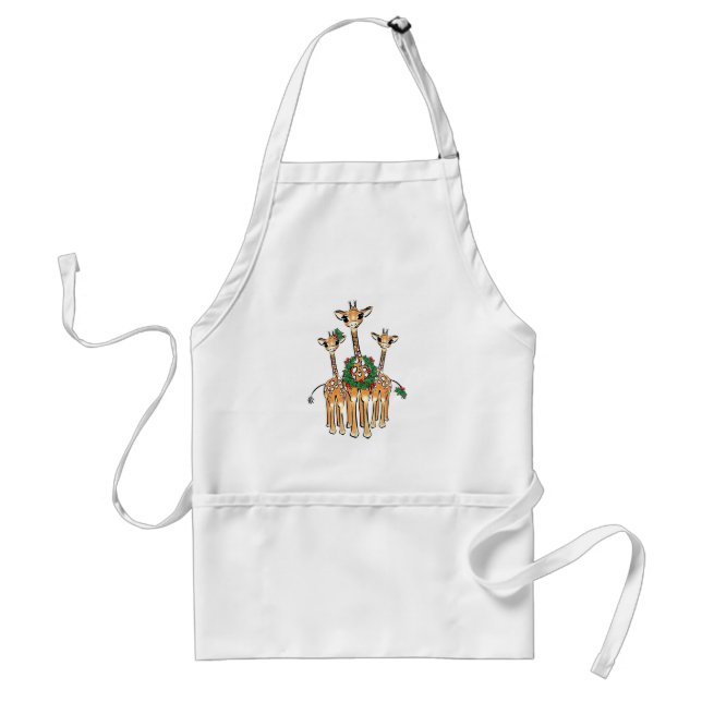 Festive Holiday Giraffes with Holly wreath Standard Apron (Front)