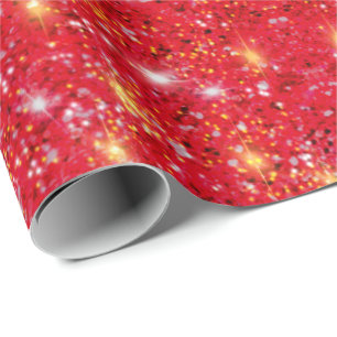 Festive holiday glitter red gold silver pattern  wrapping paper