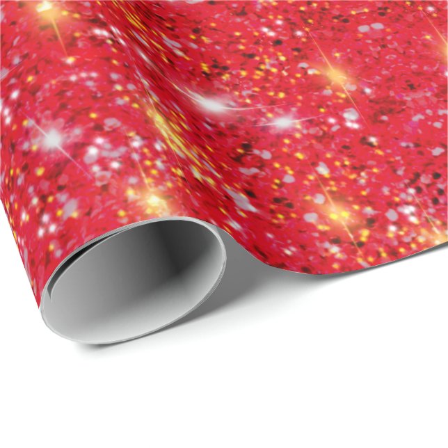 Festive holiday glitter red gold silver pattern  wrapping paper (Roll Corner)