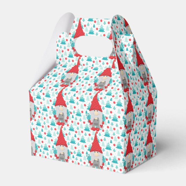 Festive Holiday Gnome with Gifts Favour Box (Front Side)