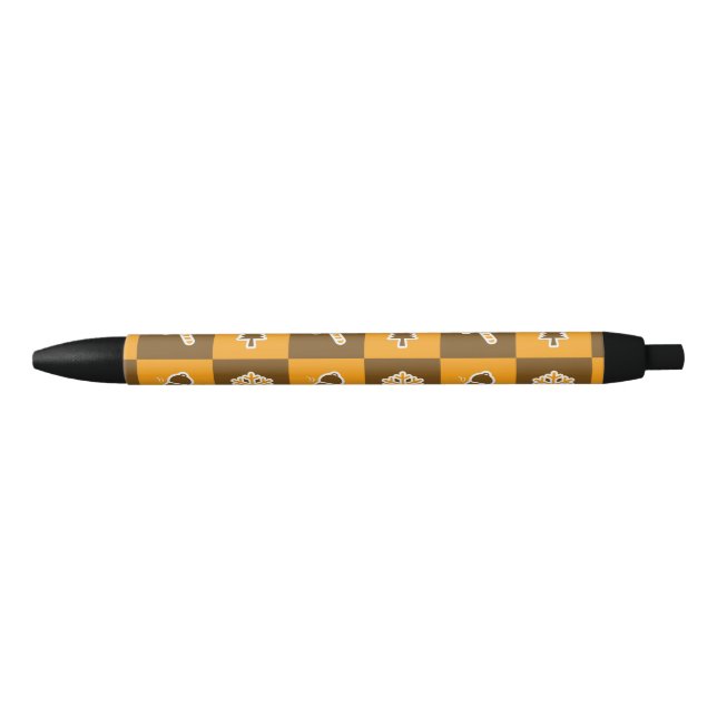 Festive Holiday Grid Pattern Black Ink Pen (Front)