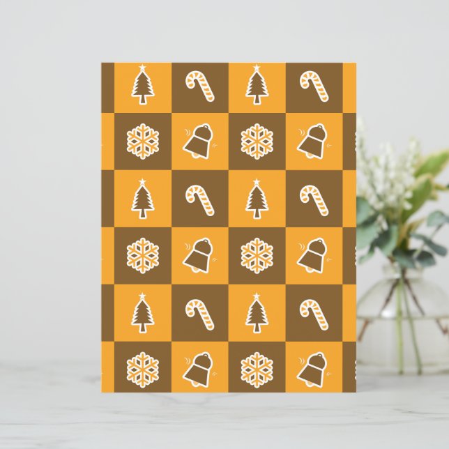 Festive Holiday Grid Pattern Scrapbook Paper (Standing Front)
