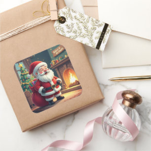 Festive Holiday Home Accent - Christmas Decorative Square Sticker