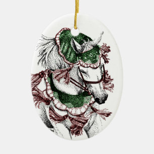 Festive Holiday Horse Ceramic Tree Decoration