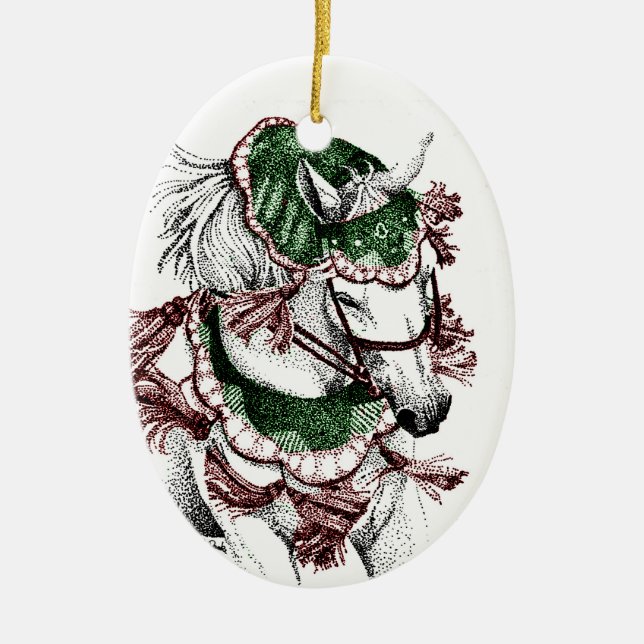 Festive Holiday Horse Ceramic Tree Decoration (Front)