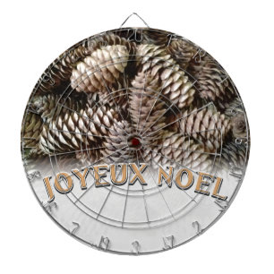 Festive Holiday Joyeux Noel Pine Cone Dartboard
