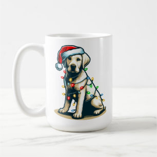 Festive Holiday Labrador Dog with Christmas Light Coffee Mug