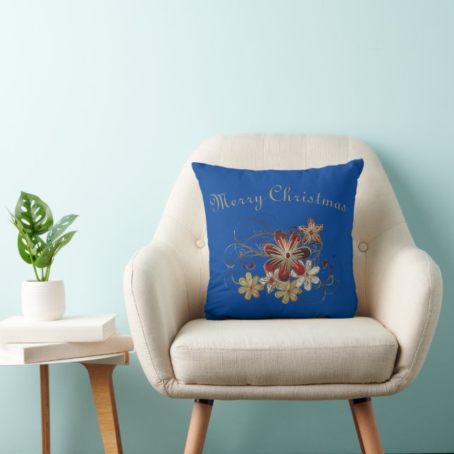 Festive Holiday Laurel Blue Cushion (Chair)