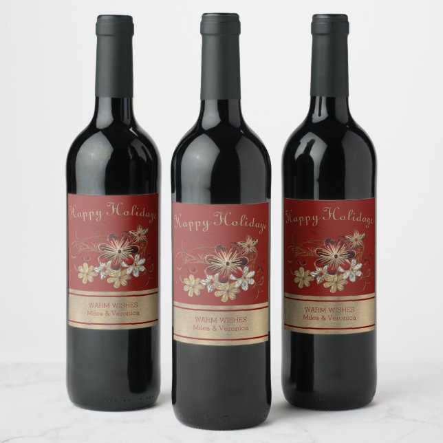 Festive Holiday Laurel Wine Label (Bottles)