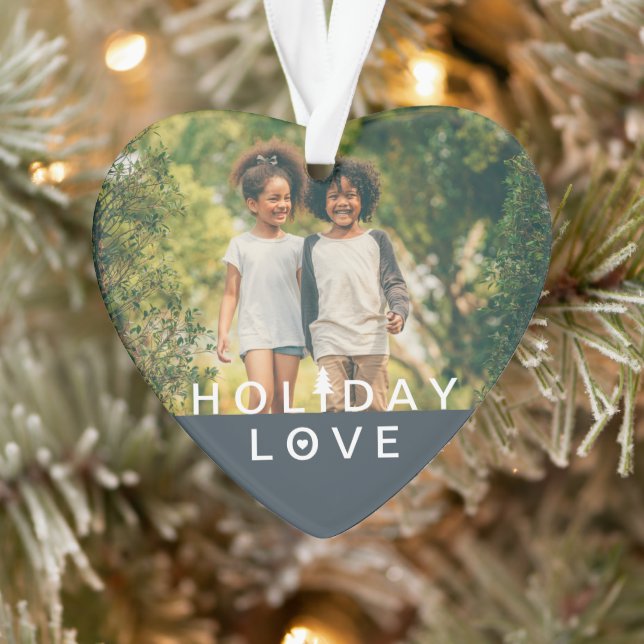 Festive Holiday Love 3 Photo Grandma Acrylic Ornament (Tree)