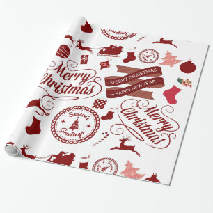 Festive Holiday Merry Christmas Wrapping Paper