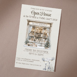 Festive Holiday open house cozy shop marketing Flyer