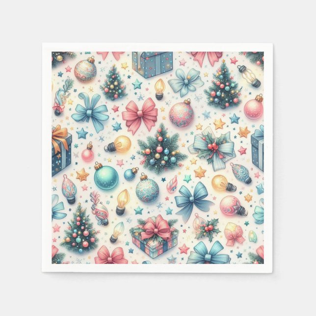 Festive Holiday Paper Plates  Napkin (Front)