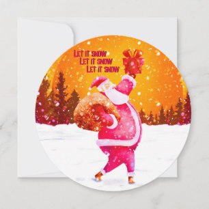 Festive Holiday Pink Santa Claus  