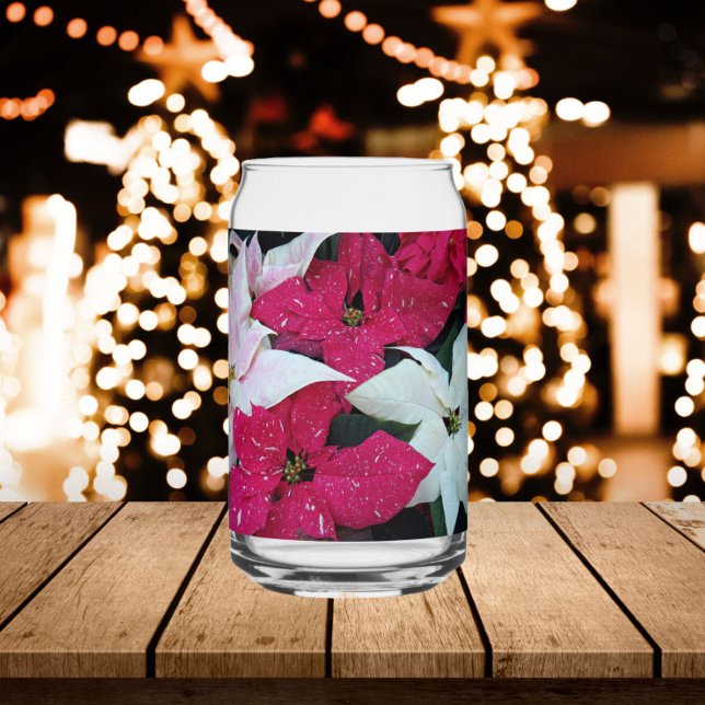 Festive Holiday Poinsettias Floral Can Glass (In Situ Holidays)