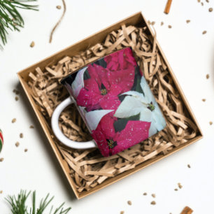 Festive Holiday Poinsettias Floral Coffee Mug