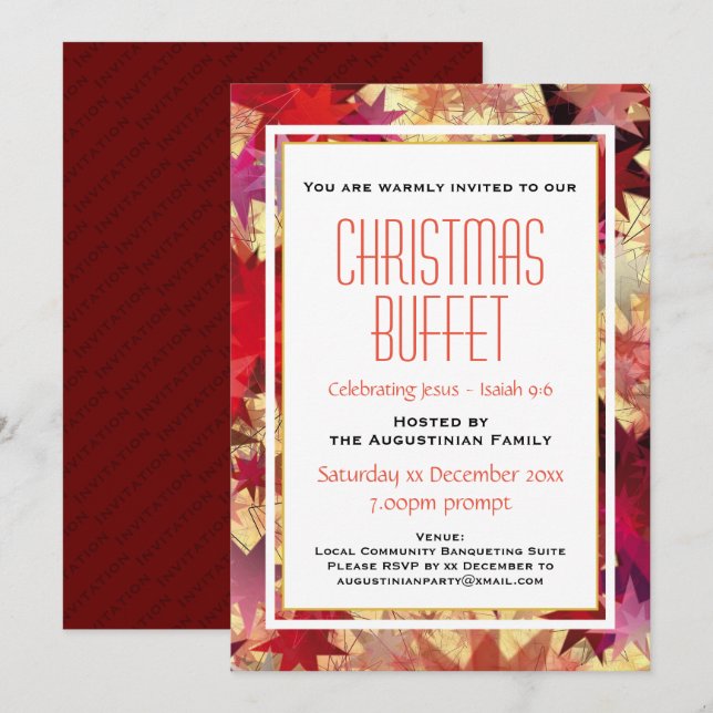 Festive Holiday Red Stars Customisable Party Invitation (Front/Back)