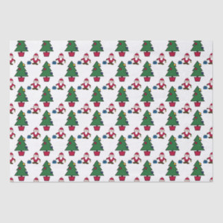 Festive Holiday Santa & Trees Tissue Paper