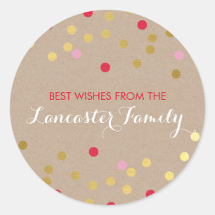 FESTIVE HOLIDAY SEAL confetti pattern gold kraft