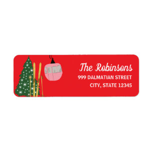 Festive Holiday Ski Skiing Return Address Label