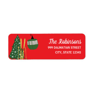 Festive Holiday Ski Skiing Return Address Label