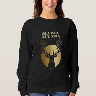 Festive Holiday Sleigh All Day Golden Stag Sweatshirt