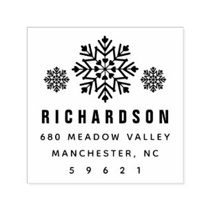 Festive Holiday Snowflakes Address Self-inking Stamp