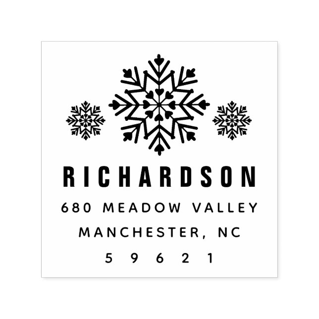 Festive Holiday Snowflakes Address Self-inking Stamp (Design)