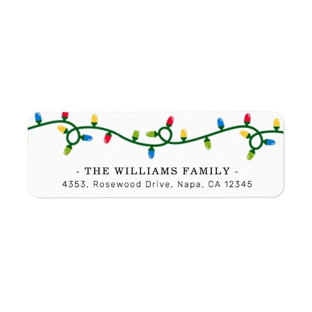 Festive Holiday String Lights White Return Address (Front)